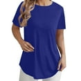 thumbnail image 2 of Xaqiouau Women's Solid Basic Casual Short Sleeve Tunic Tops Loose Fit Crew Neck Lightweight Blouses for Spring Summer Dressy Casual Work Wear, 2 of 7