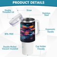 thumbnail image 4 of GZHJMY Doodle Colorful Flower Pattern Stainless Steel Vacuum Insulated Mug, Insulated Straw Mug with Handle, Reusable Insulated Travel Mug, 4 of 7