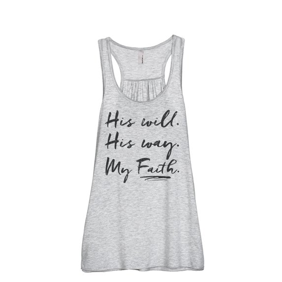 His Will His Way My Faith Women's Fashion Sleeveless Flowy Racerback Tank Top Sport Grey 2X-Large