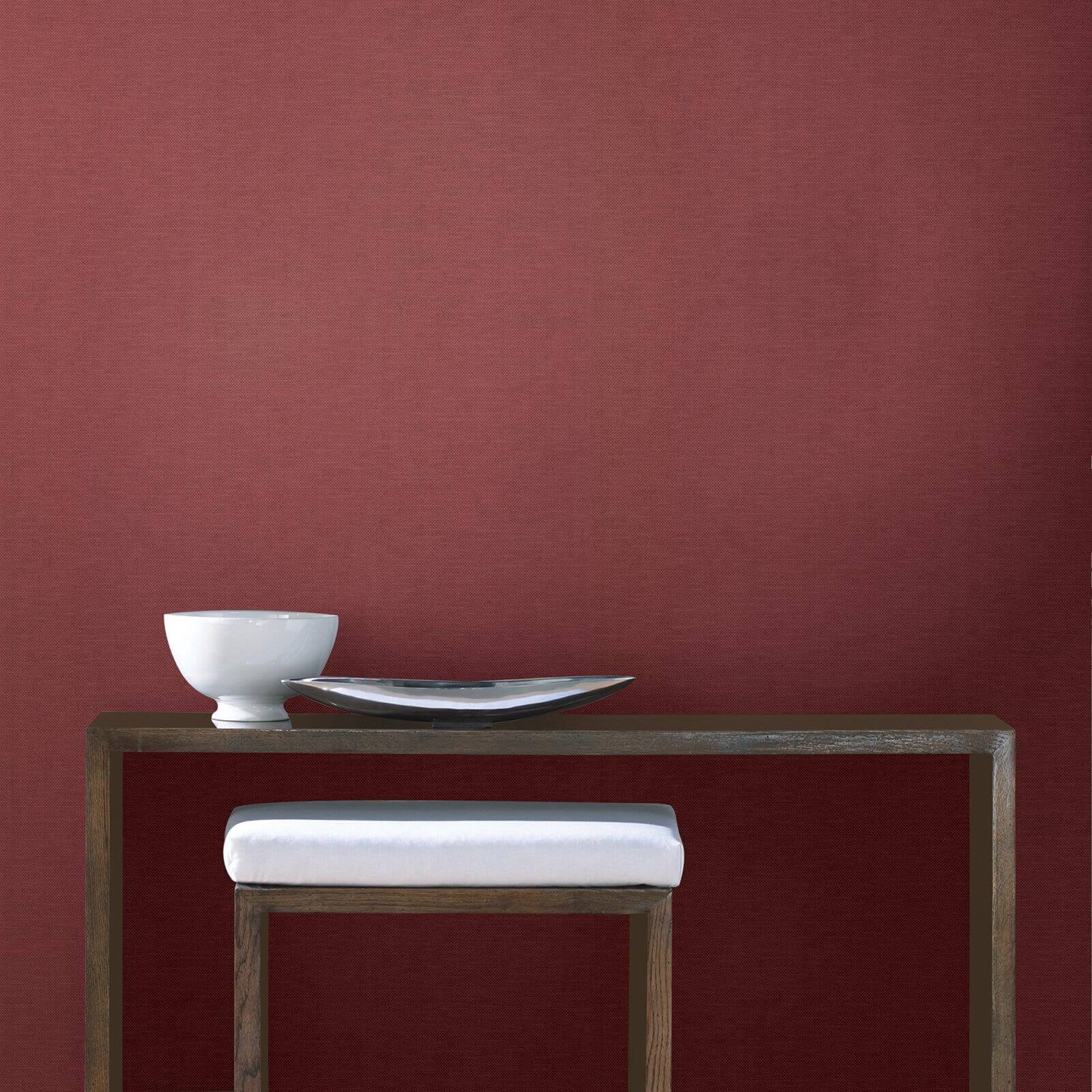 Kenneth James Valois Dark Brown Linen Texture Wallpaper