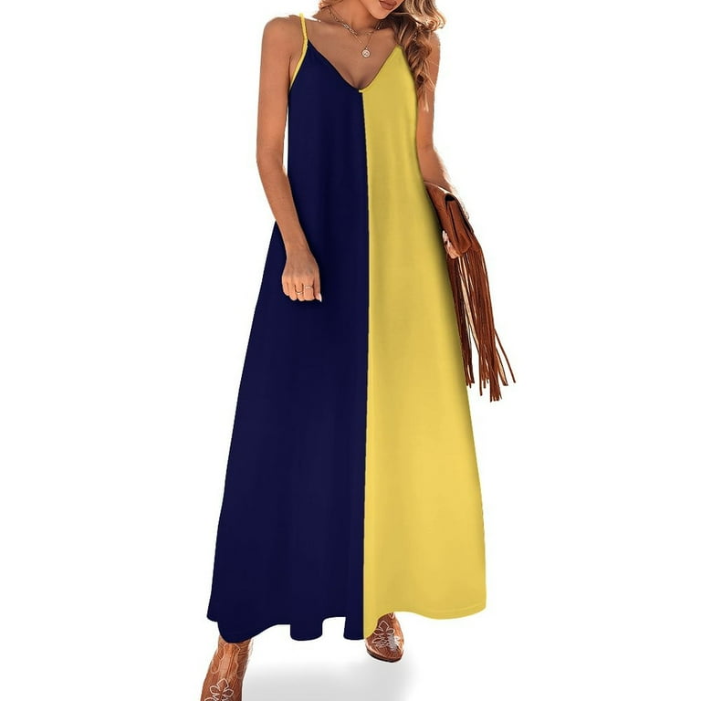Mustard and navy blue dress discount