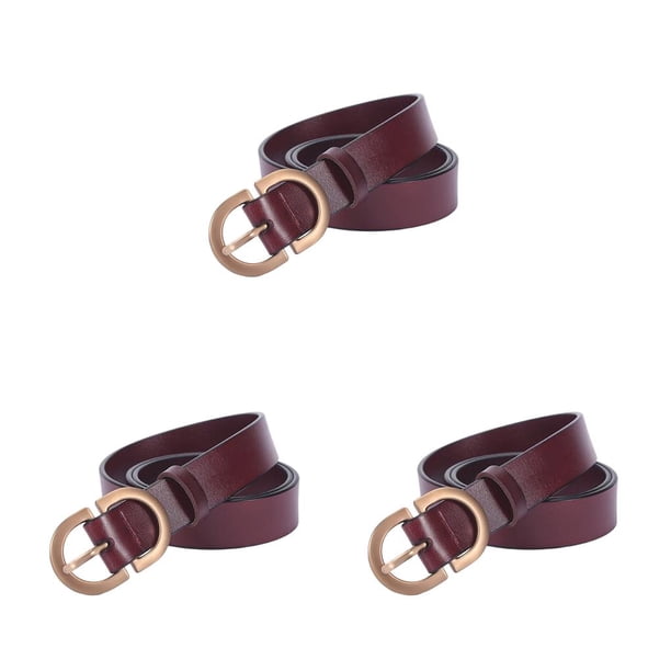 sweethay Casual Formal Mujer Cinturón Moda Pin Hebilla Longitud Ajustable Club Jeans Pantalones Cinturones de cuero Accesorios Rojo Marrón Rojo marrón 3Conjunto
