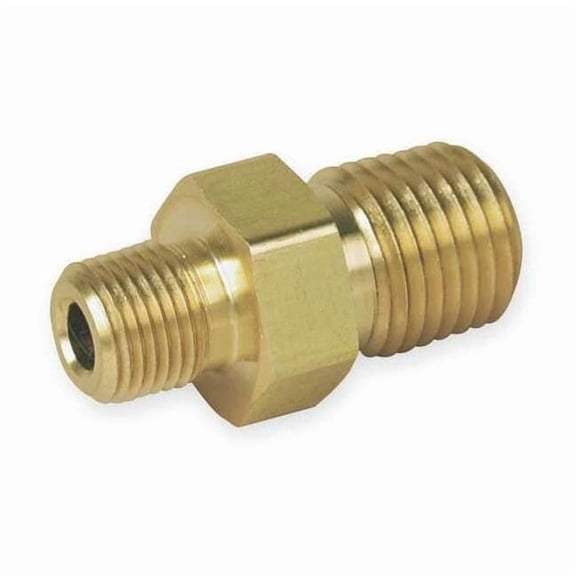 Reducing Hex Nipple Brass Pipe Fitting, 1/4 in Male NPT X 1/8 in Male NPT