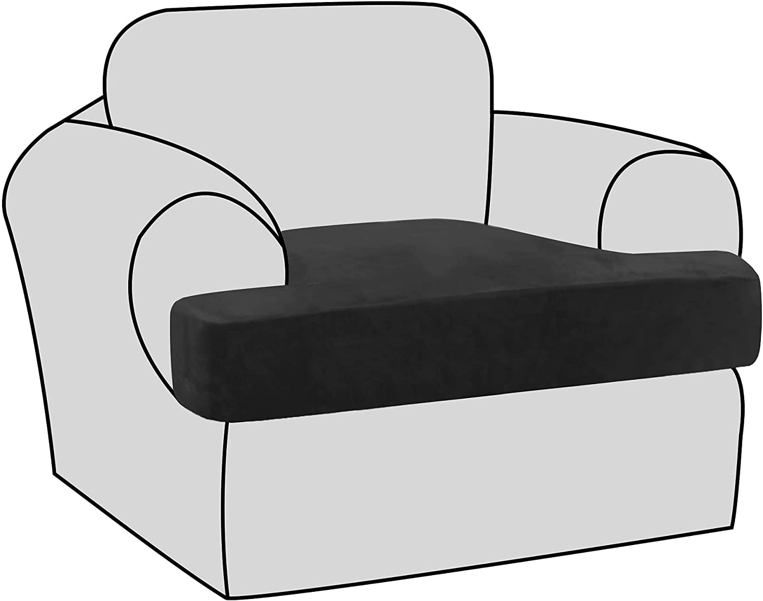 DeRong Stretch villus T cushion chair cover for living room armchair T cushion seat cover, 1 per