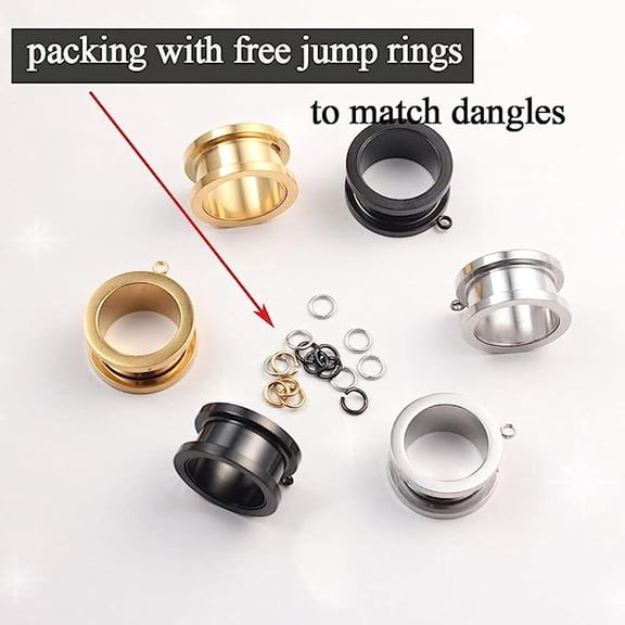 3 Pairs Set DIY Tunnels Plugs Gauges for Ears Piercing Jewelry Black Gold 2g 0g Stainless Steel Ear Dangle Accessories For Women Mens Black-Style I 08mm(0G)