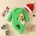 thumbnail image 2 of Ulitacool Girls Christmas Romper Crewneck Boys Girls Long Sleeve Onesies Christmas Cartoon Prints Jumpsuit Clothes Bodysuits Cute Playsuit Green 9-12 Months, 2 of 7