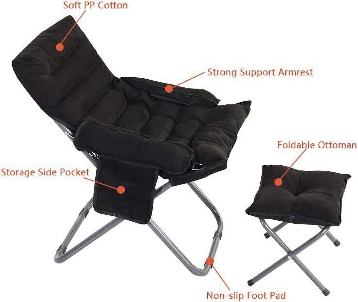 Living Room Lazy Chair Folding Fabric Cushioned Recliner Armchairs Footrest