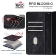thumbnail image 6 of Leather For Apple iPhone 16 Plus RFID Blocking Dual Tone Flip Wallet Case, With Card Holder Buckle Magnetic Closure Shockproof Kickstand Protective Phone Cases Cove,Black,For iPhone 16 Plus, 6 of 7