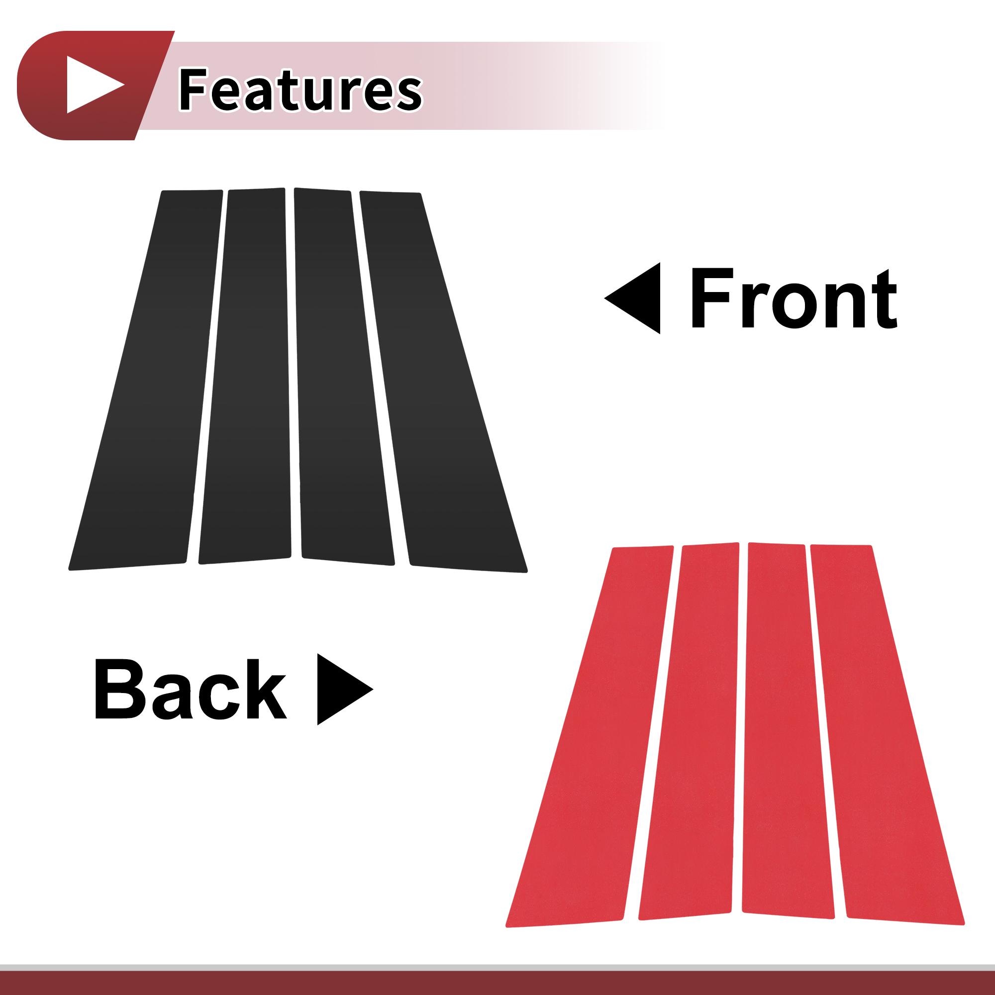 Unique Bargains 4Pcs Door Pillar Window Trim for Mitsubishi Triton/L200 2016-2024