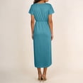 thumbnail image 7 of Viikei Casual Summer Sundress Women Flowy,Women's Wrap V-Neck Short-Sleeve Maxi Dress with High Slit Multiple Colors Light Blue XXL, 7 of 7