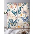 thumbnail image 3 of Retro Butterfly Sheer Curtains 2 Panels Set Watercolor Flower Leave Linen Texture Sheer Window Curtains Light Filtering Rod Pocket Voile Drapes for Bedroom Living Room 52"X84", 3 of 8