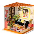 thumbnail image 3 of Casa de muñecas en miniatura con muebles, bricolaje, kits de madera, Sala de estar perfke Casa de muñecas de bricolaje, 3 of 9