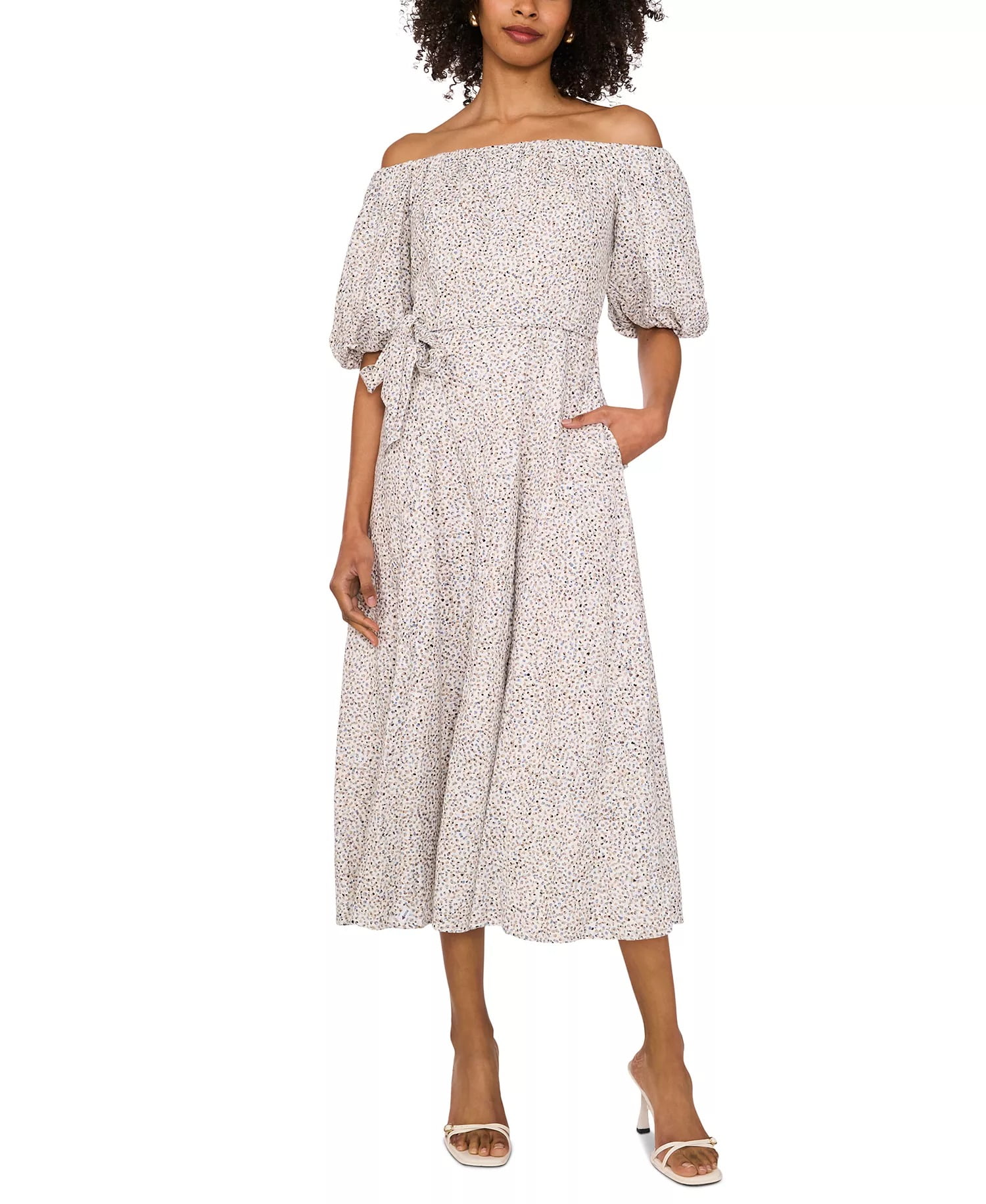 sachin and babi light blue dress Vince Camuto Charming Floral Tiered-Ruffle Skirt main image 0