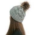 thumbnail image 2 of Dyfzdhu Women Casual Solid Stitching Outdoor Plush Ball Hats Crochet Knit Beanie Cap Gray, 2 of 4
