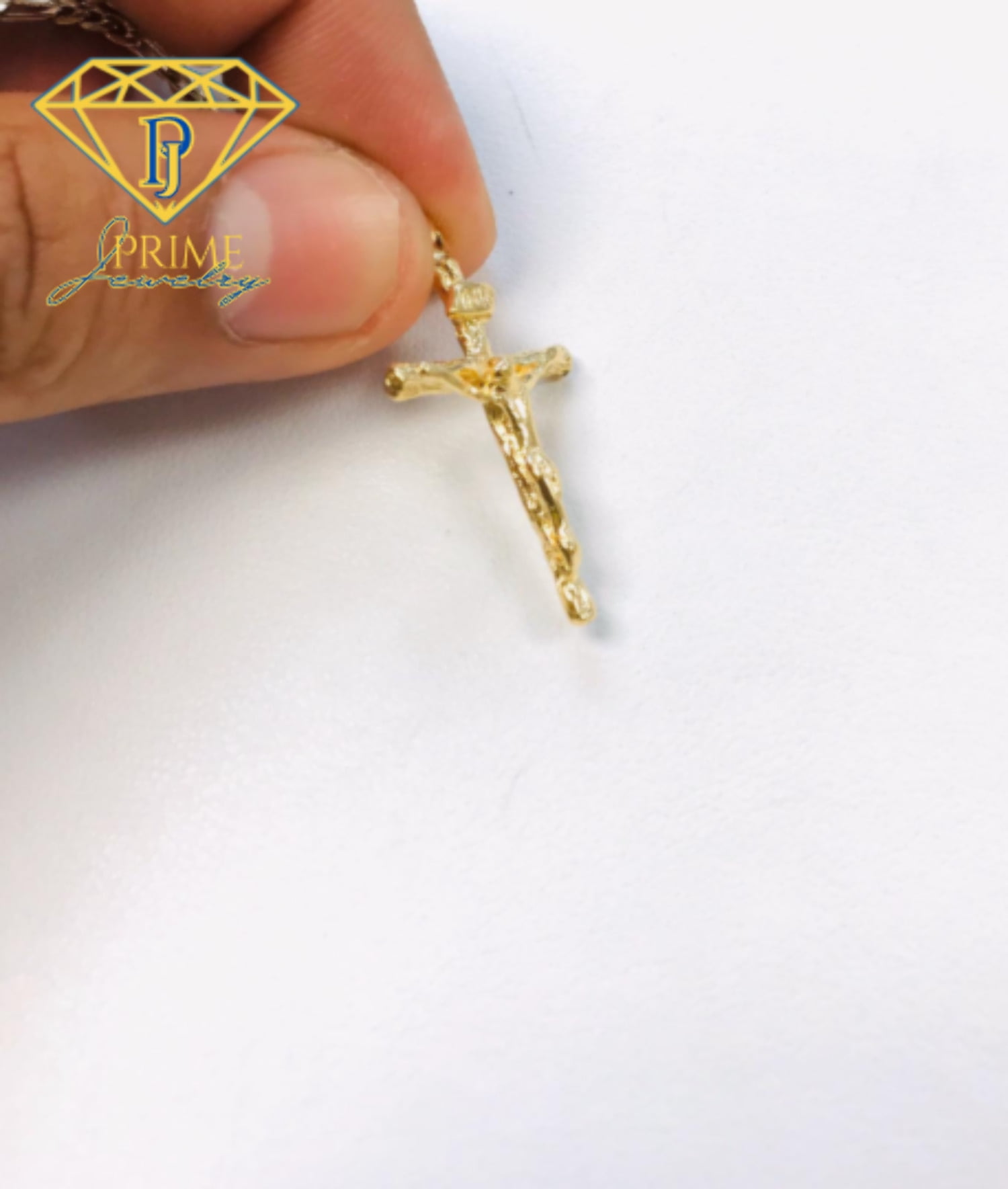 14K Gold Filled Pendant Cross 33x18mm Necklace 20” Figaro Link for Men Women - Prime Jewelry 269