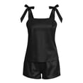 thumbnail image 5 of Tanghaowl Short Sets for Women, Satin Camisole Short Pajama Sets for Everyday Bride Parties Women's Shorts Suit Sleepwear with Bow Tie Bandeau Top Black XL, 5 of 5