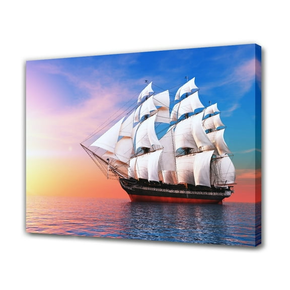 Old Sailing Ship Canvas Poster Bedroom Decor Sports Landscape Office Room Decor Gift,Frame-style,08x12inch(20x30cm)