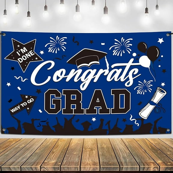 Graduation Backdrop 2025, Congrats Grad Banner Background for Graduation Decorations Class of 2025, Graduation Party Decorations for College School Prom 71x43inch