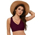 thumbnail image 4 of Linfrsh Bathing Suit Tops for Women Black Push Up Bikini Top Swim Tops Women Top Only Bra Padded Swimsuit 2025 Z02-Wine,XL, 4 of 8