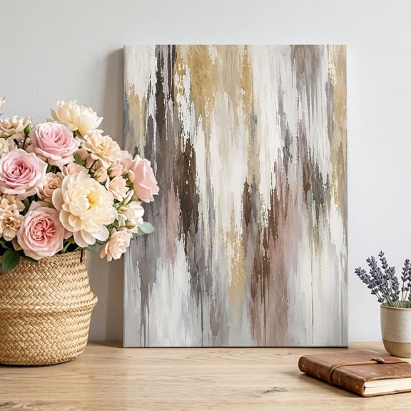 Canvas Wall Art, Abstract Framed Canvas Prints for Bedroom Living Room, Impressionist Artwork Vertical Paint Streaks Gallery Wrapped Wall Decor for Home Office, Gifts, 12"x18" Ship Next Day
