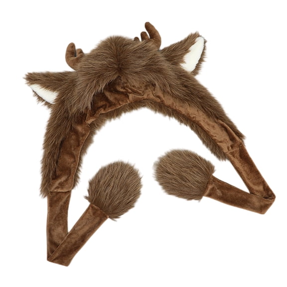 Reindeer Caps for Adult Child Thicken Plush Deer Horn Hat for Skiing Christmas Theme Windproof Ushanka Hat for Cold Weather