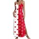 thumbnail image 1 of Falda Larga Verano para las Mujeres Cuello en V sin Mangas Impreso Color Dividido Vestido de Dormir Casual Playa Día de San Valentín, 1 of 8