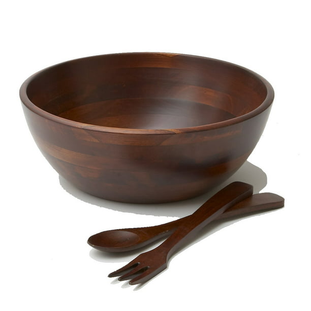 3 Piece Wood Salad Bowl And Server Set, How To Clean Wooden Salad Bowls