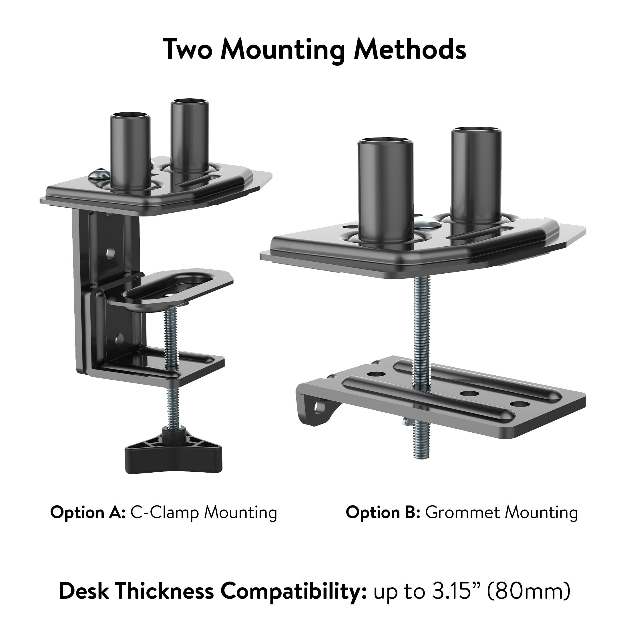onn Dual Monitor Desk Mount for 13"-32" Monitors, Spring-Assisted Adjustable Arms, VESA Compatible, Holds up to 19.8 lbs
