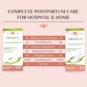 Hospital Postpartum Pads, 100% Certified Organic Cotton Inside and Out for Women, for First Days After Delivery, 12 Counts