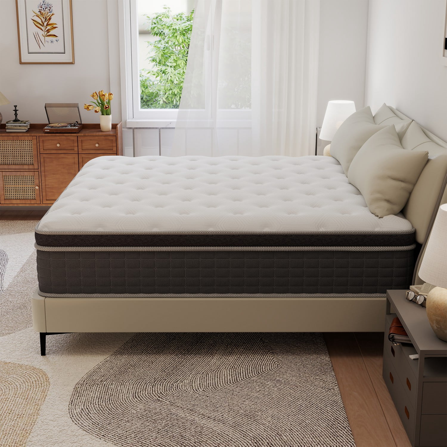 AMENDPATURE Cooling Airflow 12 inch Full Hybrid Mattress,Memory Foam & Spring，Medium Comfort in a Box,Adult