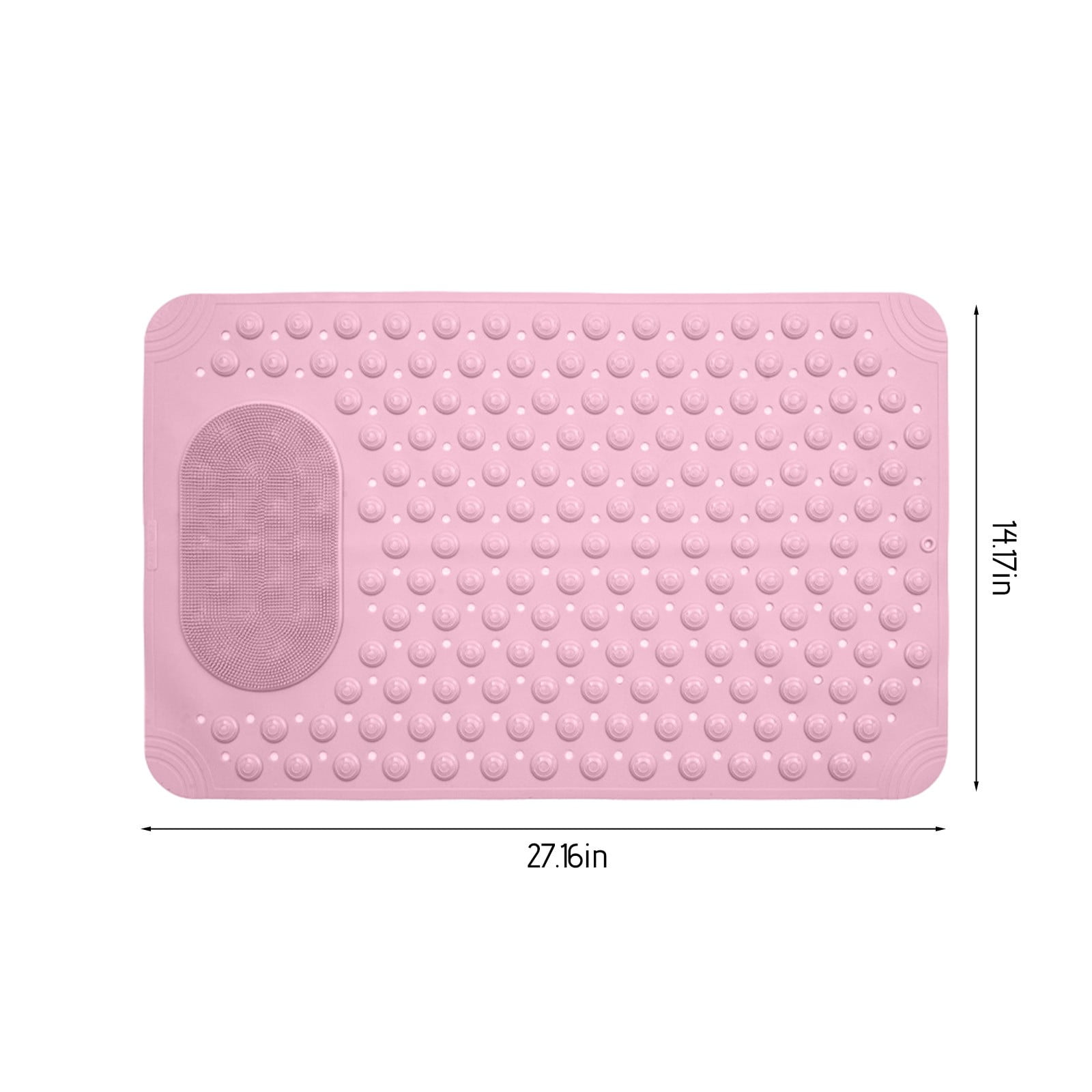 Mecorevxz Bathtub and Shower Mats, Extra Long Non-slip Bath Mat 27.16x14.17 Inch,Washable Bath Tub Mat with Suction Cups & Holes for Bathroom,Pink