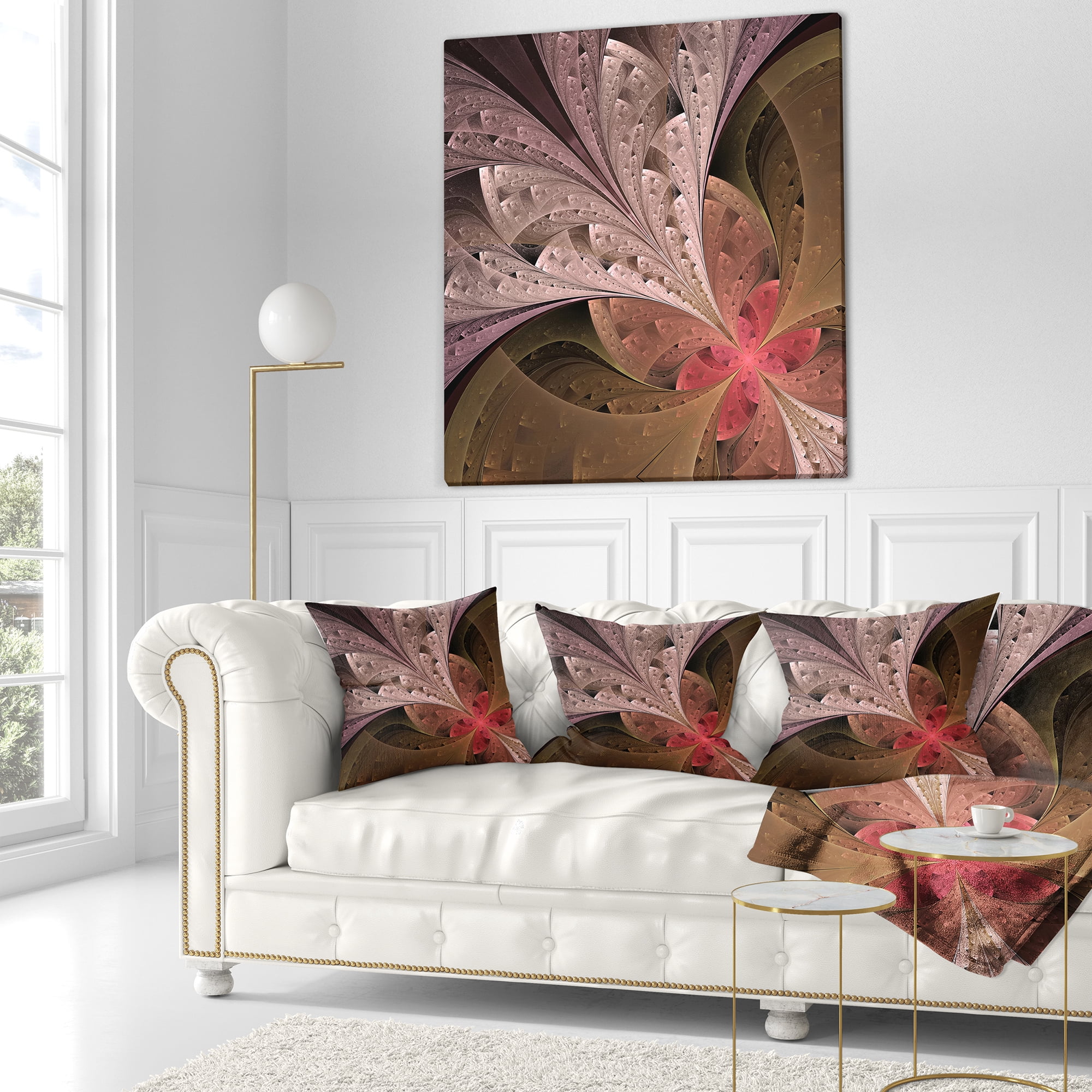 Designart 16" x 16" Brown Polyester Throw Pillow