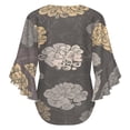 thumbnail image 6 of Dark Floral Wallpaper Design Elegant Women's V-Neck Blouse With 3/4 Ruffled Bell Sleeves Casual Top Ladies Blouses, 6 of 7