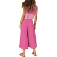 thumbnail image 4 of Roylamp Women's Summer 2 Piece Outfits Round Neck Crop Basic Top Cropped Wide Leg Pants Set Jumpsuits High quality, 4 of 5
