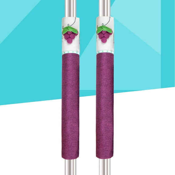 HEMOTON 2pcs Floral Printed Refrigerator Handle Cover Decorative Pastoral Style Fridge Door Stand Handle Covers Kitchen Door Knob(Purple)
