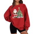 thumbnail image 3 of Feancey Crewneck Sweatshirt Women Christmas Tree Graphic Sweatshirts Oversized Long Sleeve Loose Pullover Tops Soft Fleece Sweatshirt Wine L, 3 of 6