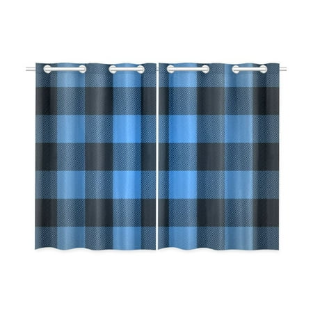 Mkhert Blue Buffalo Check Lumberjack Plaid Window Curtains Kitchen