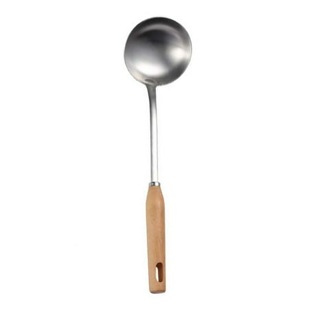 

1pc Kitchen Heat Resistant Stainless Steel Spoon Soup Spoon Colander Kitchen Gadget for Home (Silver 28.5x7.5cm)