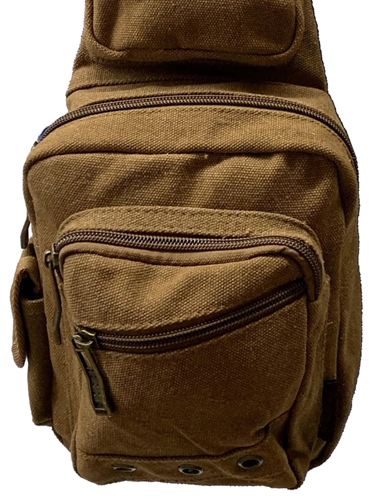 Gravity Trading Front Zipper Crossbody Adjustable Sling Bag - Brown