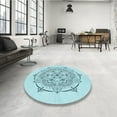 thumbnail image 4 of Ahgly Company Machine Washable Indoor Rectangle Transitional Electric Blue Area Rugs, 4' x 6', 4 of 7