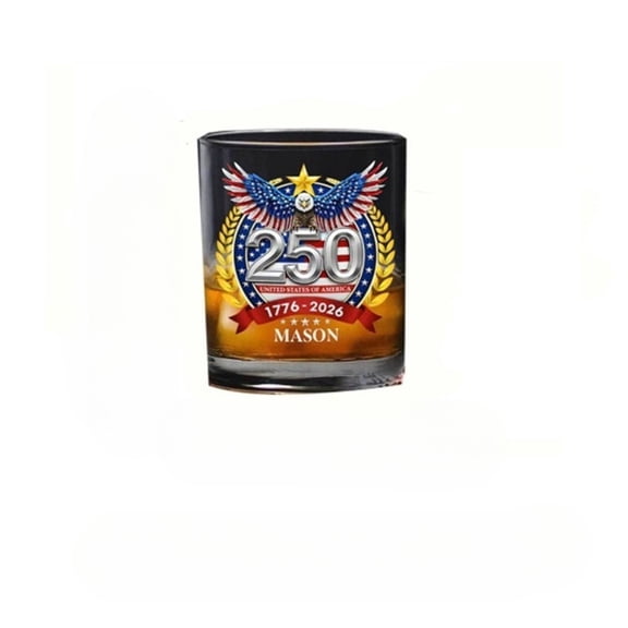 250th Anniversary Whiskey Glass, US 250th Anniversaries Merchandise,1976 Bicentennial Tumbler with Patriotic Eagle for 4th of July & US History Lovers