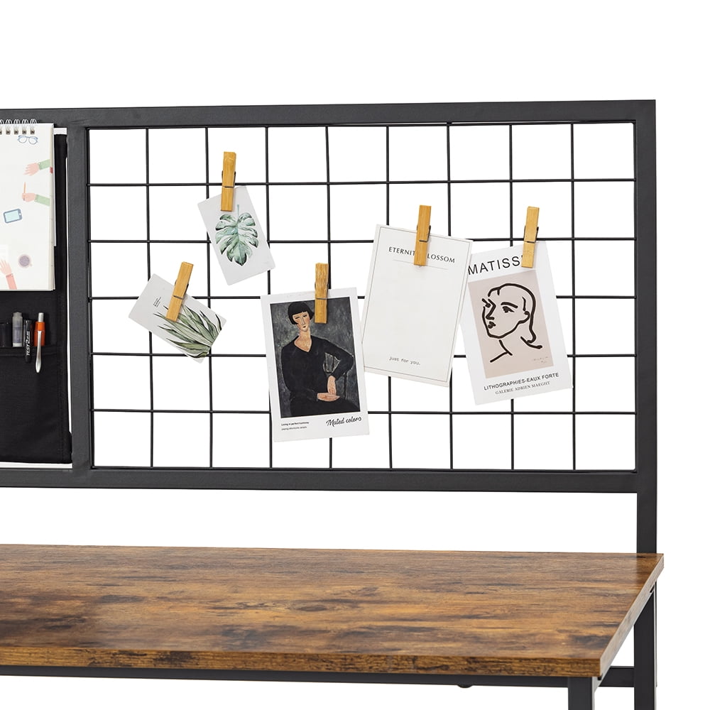 Private Jungle Computer Desk with Mesh 46.5 inch Study Writing Table for Home Office,Black Metal Frame,Rustic Brown Private Jungle Computer Desk with Mesh 46.5 inch Study Writing Table for Home Office,Black Metal Frame,Rustic Brown