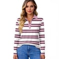 thumbnail image 5 of Women's Polo Shirt Long Sleeve Tops Collared Button Down Golf Tee Casual Spring Summer Work T Shirts Pink 2XL, 5 of 5