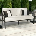 thumbnail image 2 of Martha Stewart Indoor-Outdoor Patio Loveseat with Steel Frame in Black with Cream All-Weather Cushions, 2 of 12