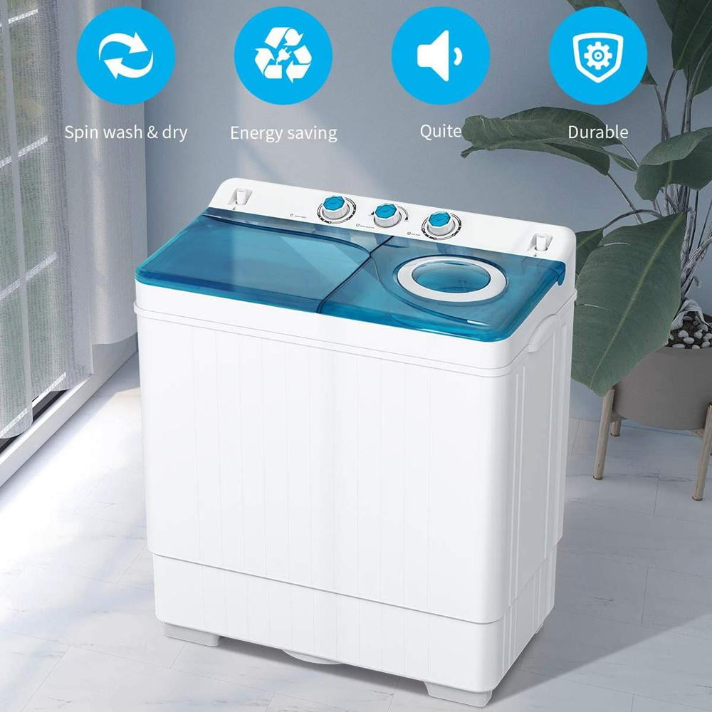 Portable Compact Twin Tub Washing Machine, 26lbs Capacity, Builtin