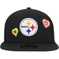thumbnail image 2 of Men's New Era Black Pittsburgh Steelers Chain Stitch Heart 59FIFTY Fitted Hat, 2 of 6