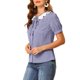 thumbnail image 4 of Blusa de lunares con volantes y cuello en V atado para mujer INSPIRE CHIC Púrpura XS, 4 of 6