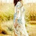 thumbnail image 2 of Rovga Cover Ups For Swimwear Women Long Sleeve Chiffon Floral Printing Long Shirt Sunscreen Shirt Coat 2Xl Beige, 2 of 4
