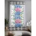 thumbnail image 2 of Sheer Curtains 108 Inches Long, Blue Pink Hydrangea Semi Sheer Curtains Light Filtering Window Treatment, Eucalyptus Leaves Summer Botanical Plaid Privacy Voile Drapes for Living Room 52x108 Inch, 2 of 7