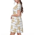 thumbnail image 2 of Gaeub Robes pour Femmes Imprimé Flocon de Neige Doré, Tunique Décontractée à Manches Courtes, Robe Midi d'Été pour Femmes, Robe à Manches Courtes pour Femmes, 2 of 6